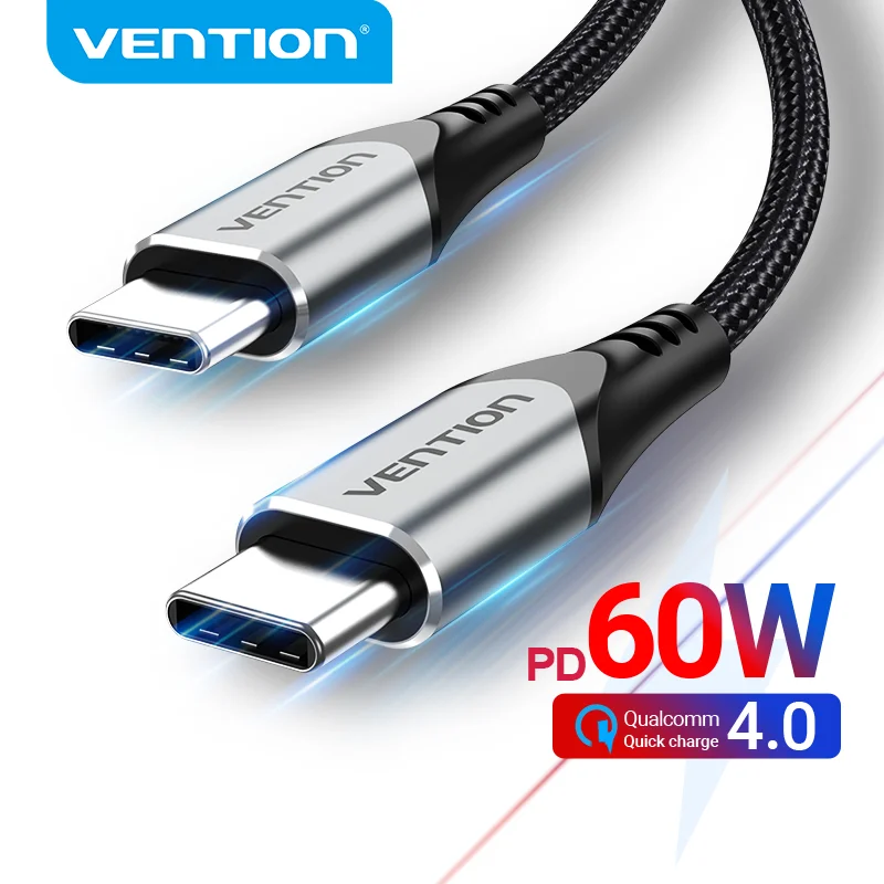 Кабель Vention USB Type C к USB C PD60W Кабель для быстрой зарядки Кабель USB C для iPhone 16 15 Кабели для быстрой зарядки 3A C Провод для синхронизации данных