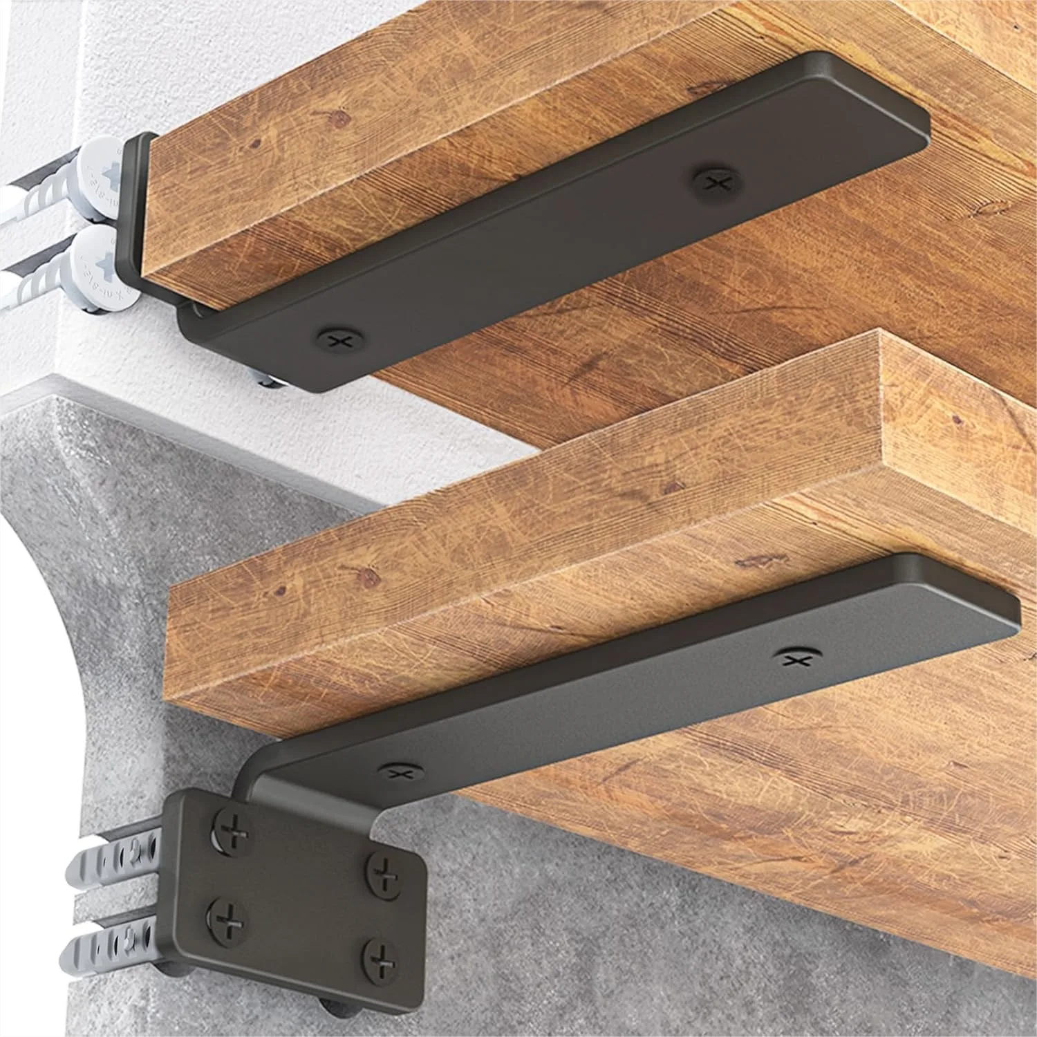 

Heavy Duty Floating Shelf Brackets 6 Inch, 6 Pack Black Coated Iron Wall Shelf Supports with 160 lb Load Capacity