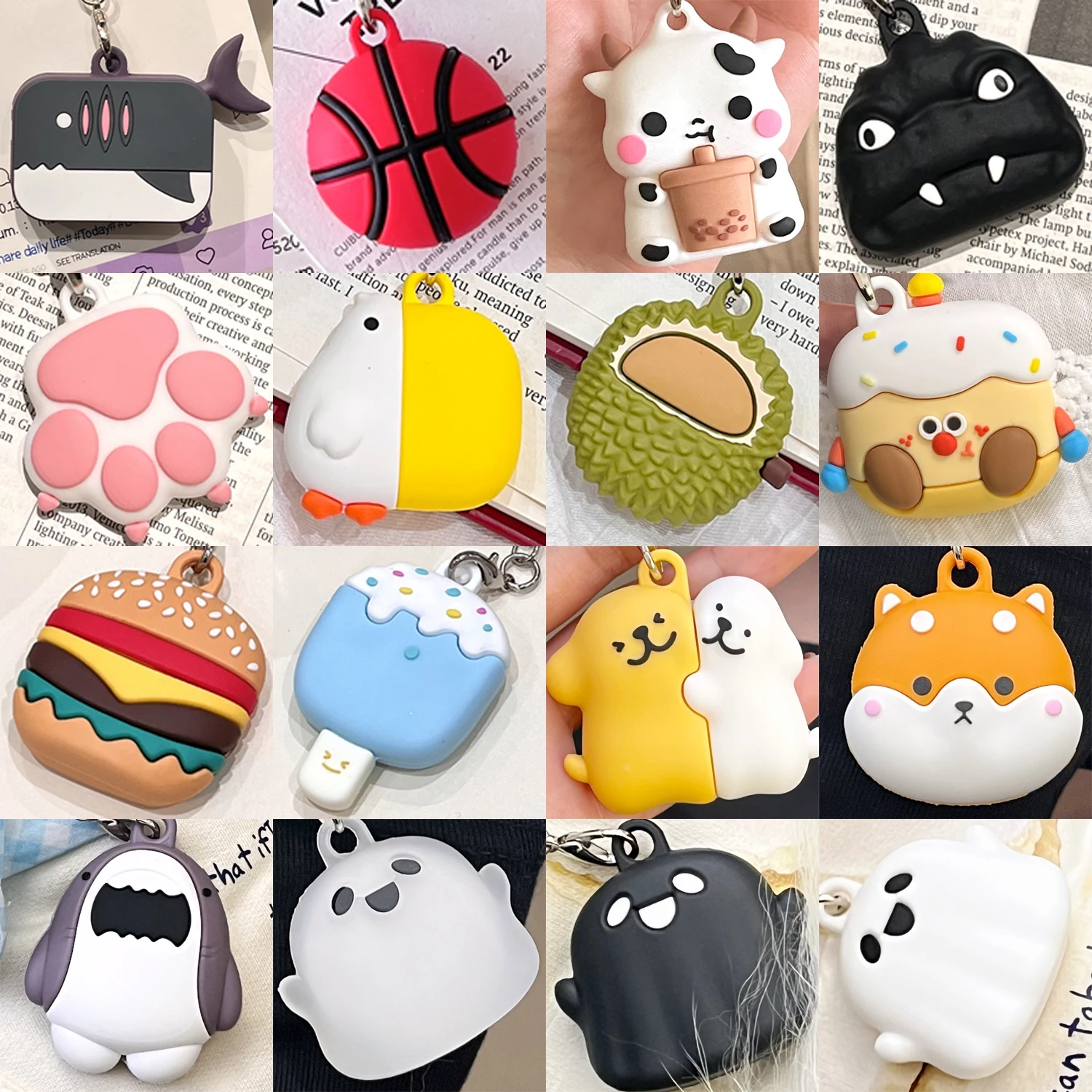 Case for Apple Air tag Holder with Keychain Protective Shell Tracker Accessories Cartoon Silicone AntiDrop Airtags Air tag Case