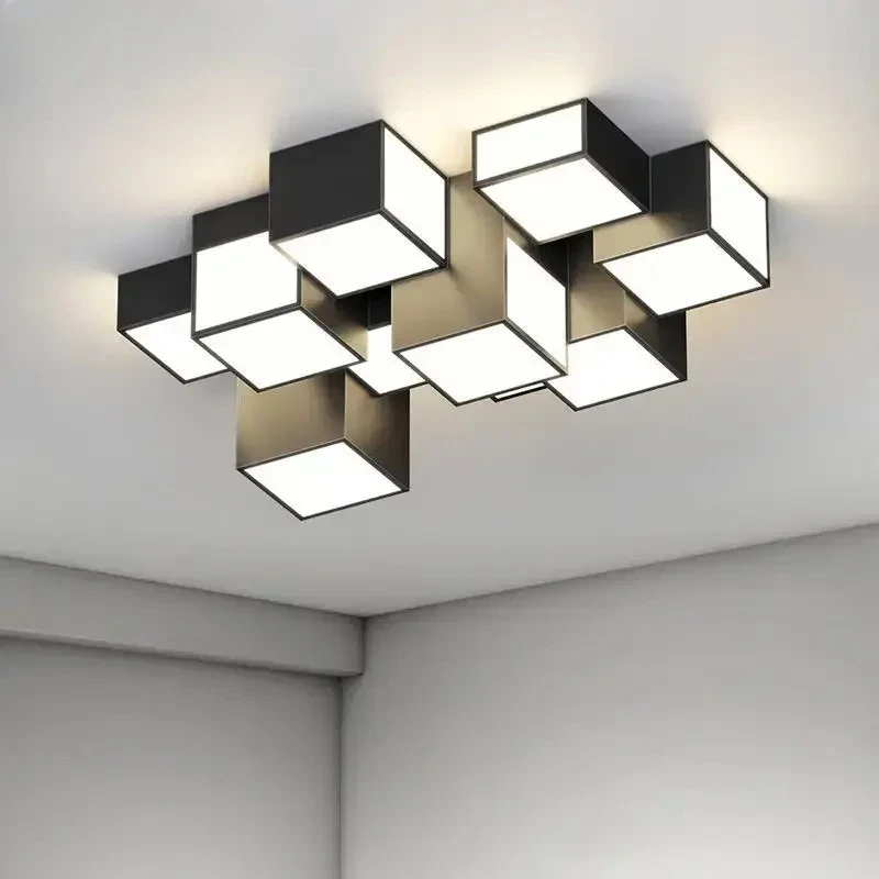 Stilvolle Kunst, kreativer Glanz, quadratische LED-Deckenleuchten, neuartige atmosphärische Design-Lampen für Wohnzimmer, Heimdekoration, Kronleuchter
