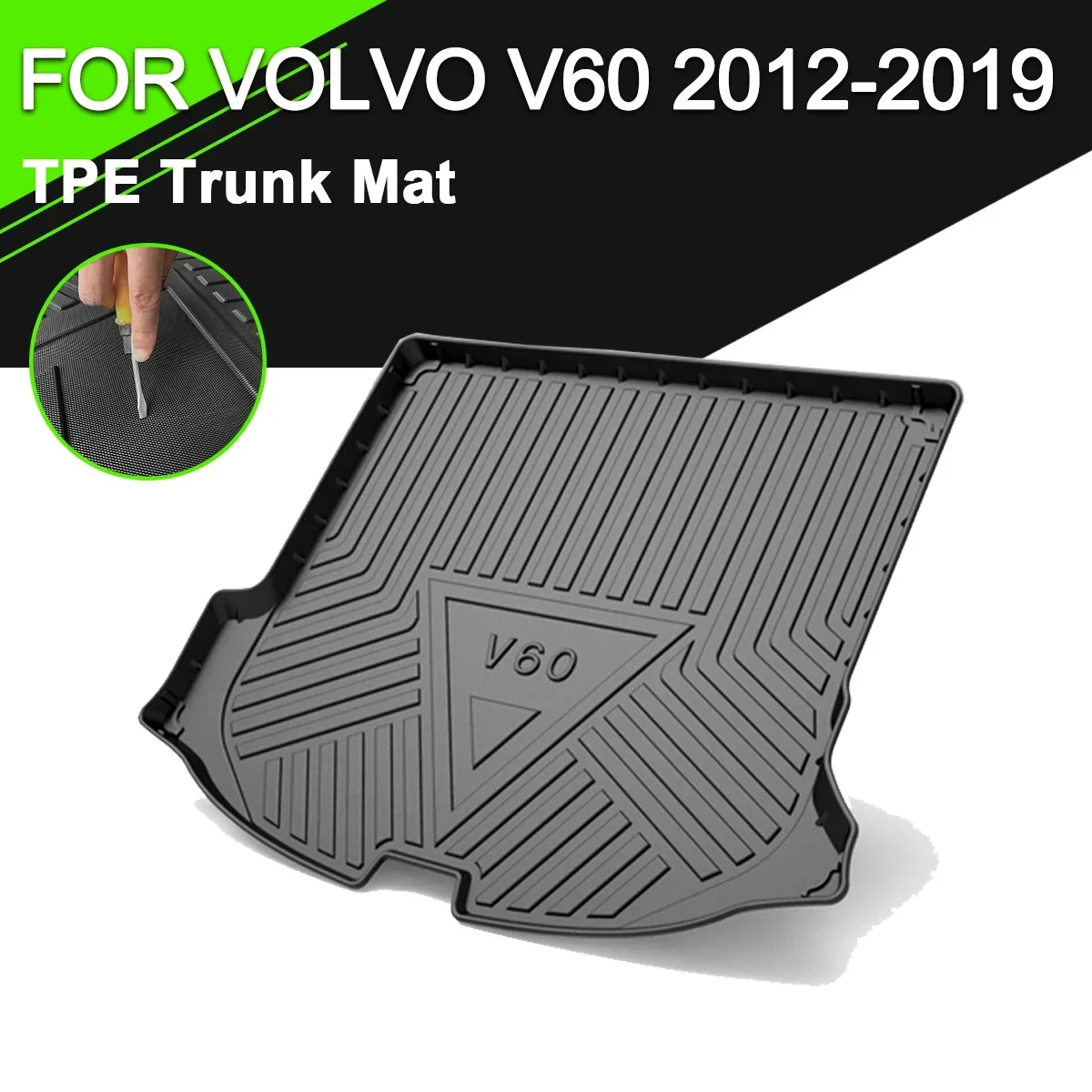 

Car Rear Trunk Cover Mat TPE Waterproof Non-Slip Rubber Cargo Liner Accessories For Volvo V60 2012-2019