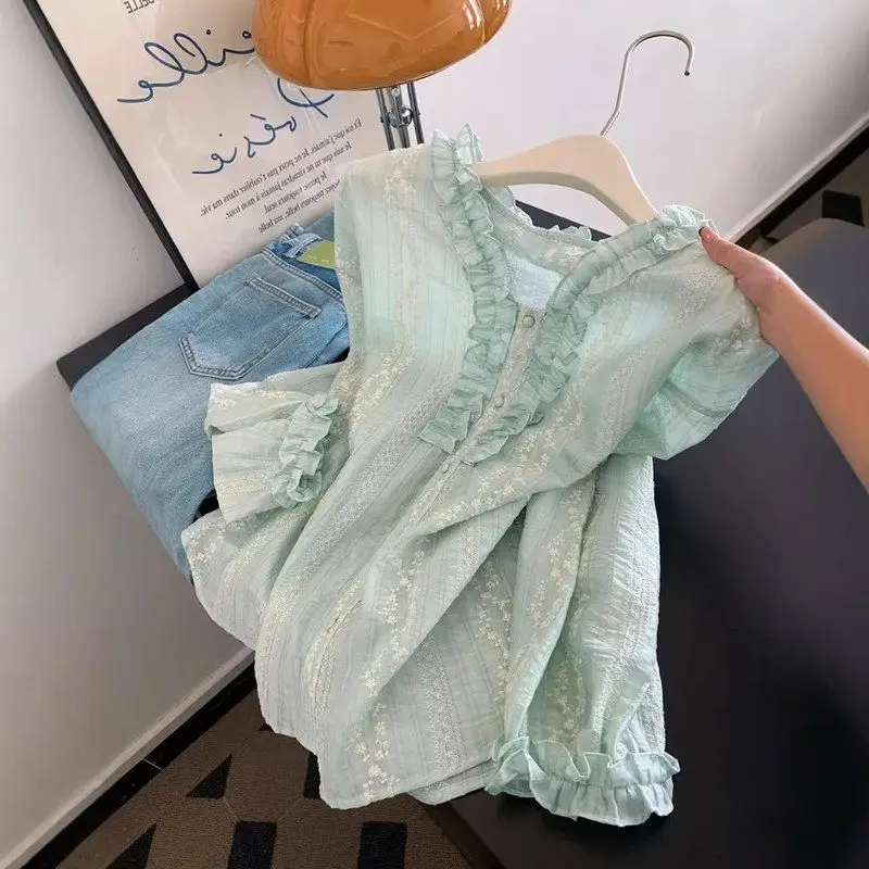 

een Long Sve irt Women's Sle Korean Slim Fit V Ne Wood ain Design Anti Aging Collar Cotton Blend Spring 2026