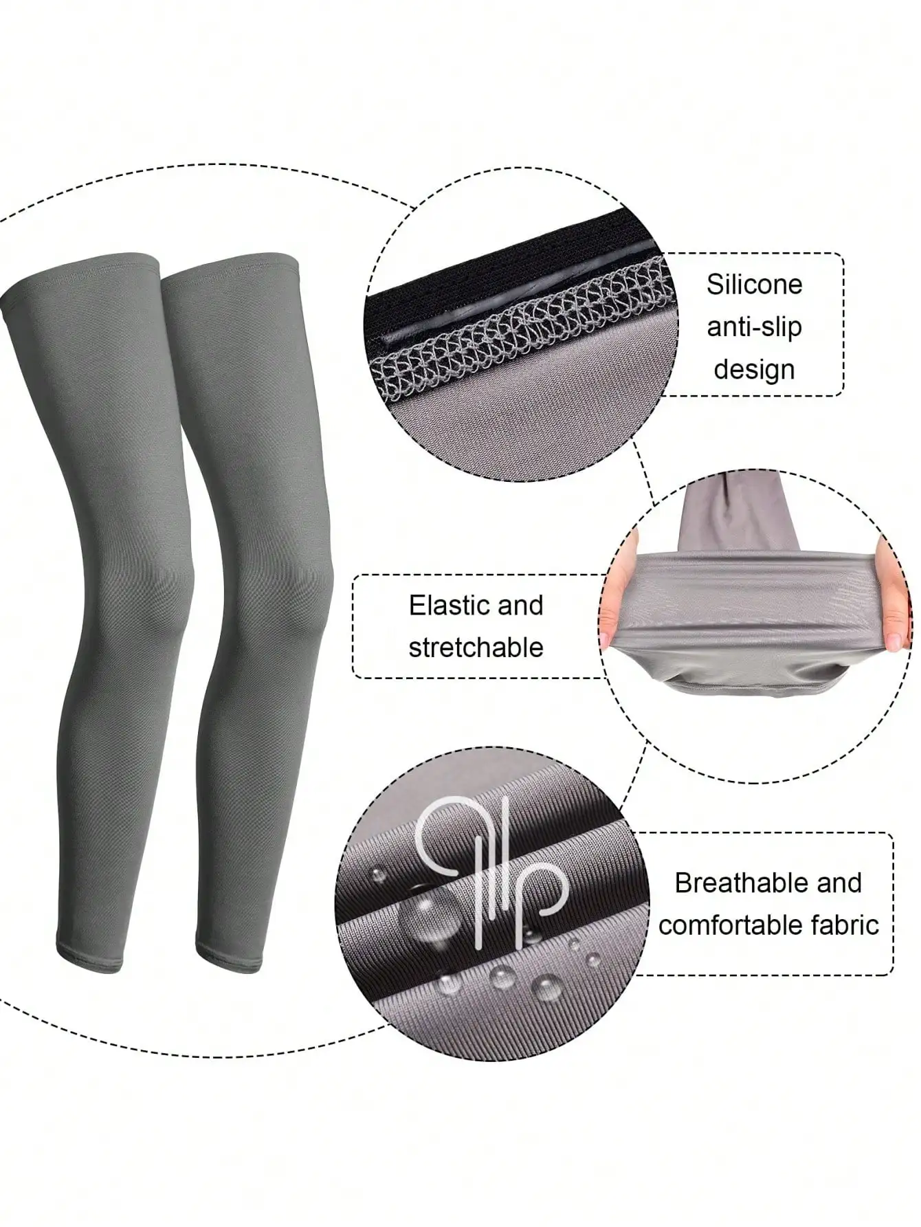 Long Compression Knee Pads SweatWicking Breath Silicone AntiSlip Honeycomb Shock Protection for Basketball Soccer Hiking Running