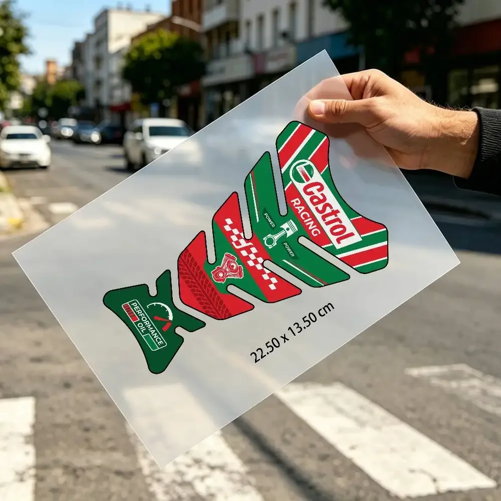 Decal Waterproof Motorcycle Gas Tank Sticker Vinyl Graphics Motorbike Decor Accessories For C-Castrol Flat Fishbone