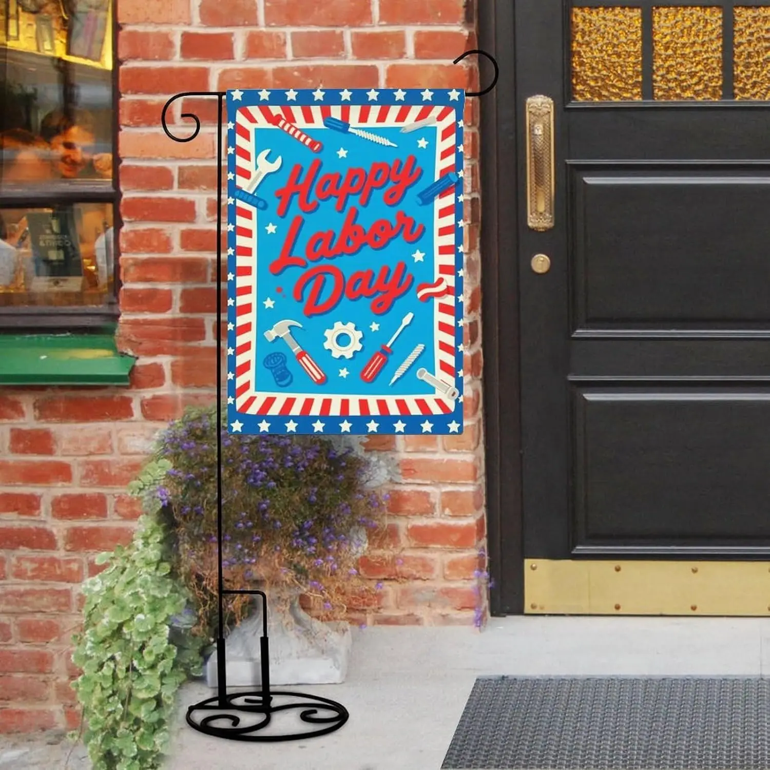 Happy Labor Day, Tools Welcome Stars And Stripes Double Sided Garden Flag 12x18 Inch, Outdoor Decor, Yard Decor, Holiday Dec ZZM