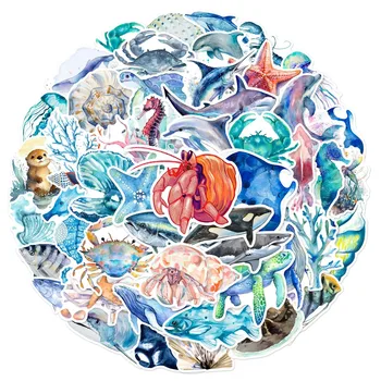 10/25/50 יחידות מדבקות מעורבות אסתטיות של חיי האוקיינוס לציוד כתיבה, מזוודה, בקבוק מים, טלפון נייד, מחשב נייד, סקייטבורד וסקראפבוקינג