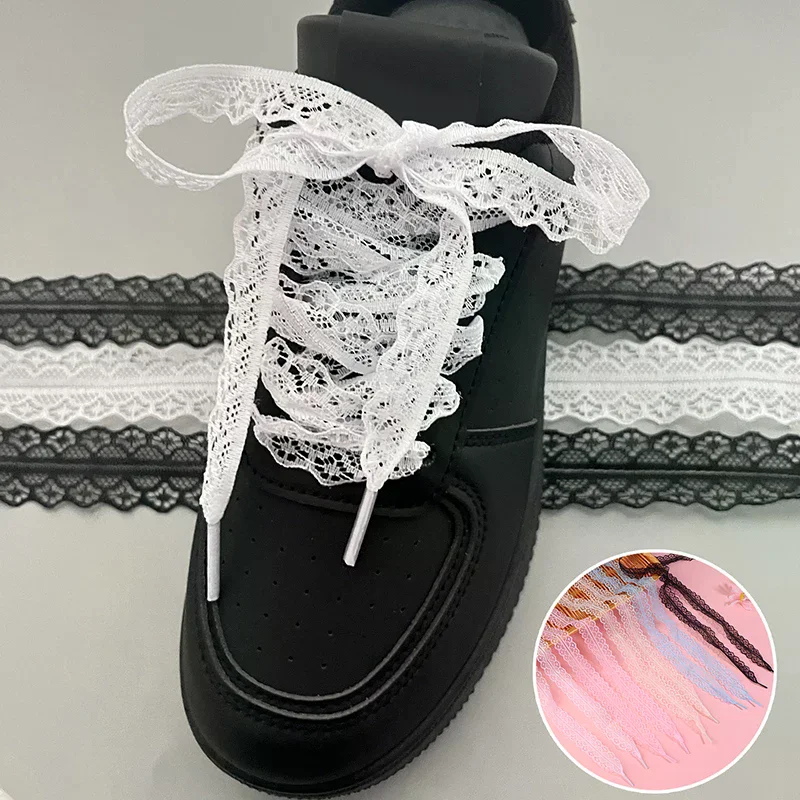1PairHot Sale Flat Shoelace Lace Shoelaces For Women Casual Shoes For Sneakers Black White Shoe Laces Accessorices