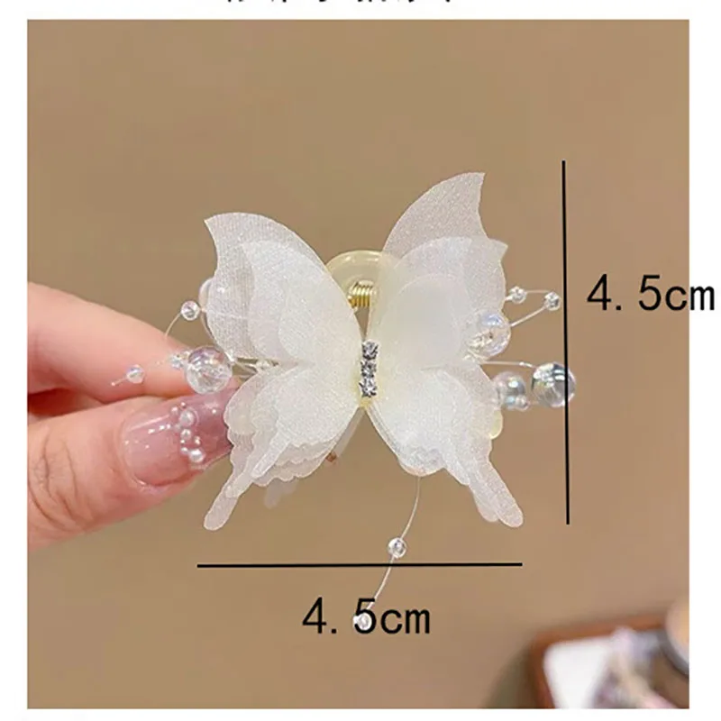 Trendy Simulation Butterfly Hair Clips Women Sweet Pearl Bow Ponytail Clip Small Size Crab Claw Headdress Hair Accessories New