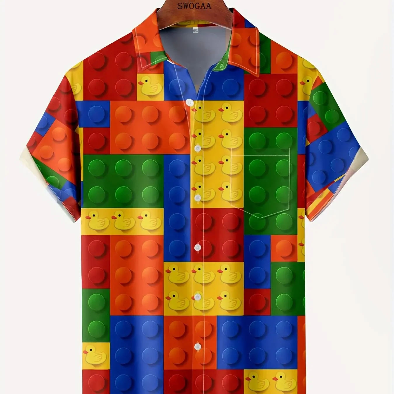 

Men's 3D Building Blocks Graphic Print Shirt Casual Chic Short Sleeve Lapel Shirt For Big Tall Unisex Shirt Streetwear Clothing