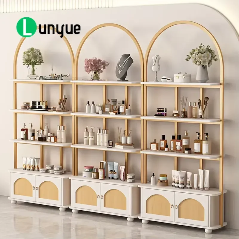 Custom Luxury Skincare Display Cabinet Beauty Stand Short Storage Unit for Cosmetics Organization Elegant Design