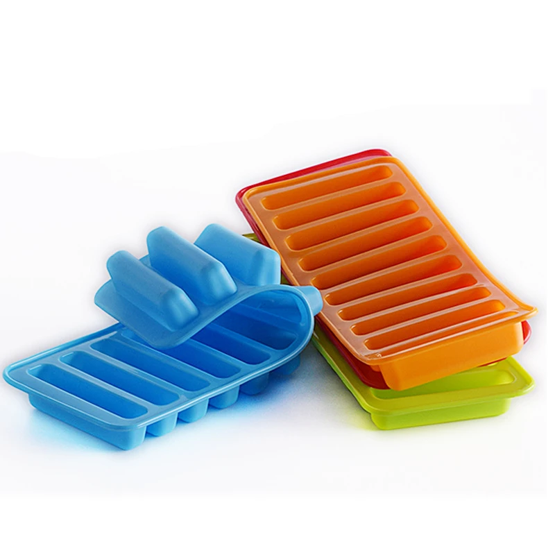 10 Grids Stick Shape Ice Tray Non-Stick Easy Release Push Popsicle Out Cylinder Silicone  Cube  Jelly Chocolate Mold