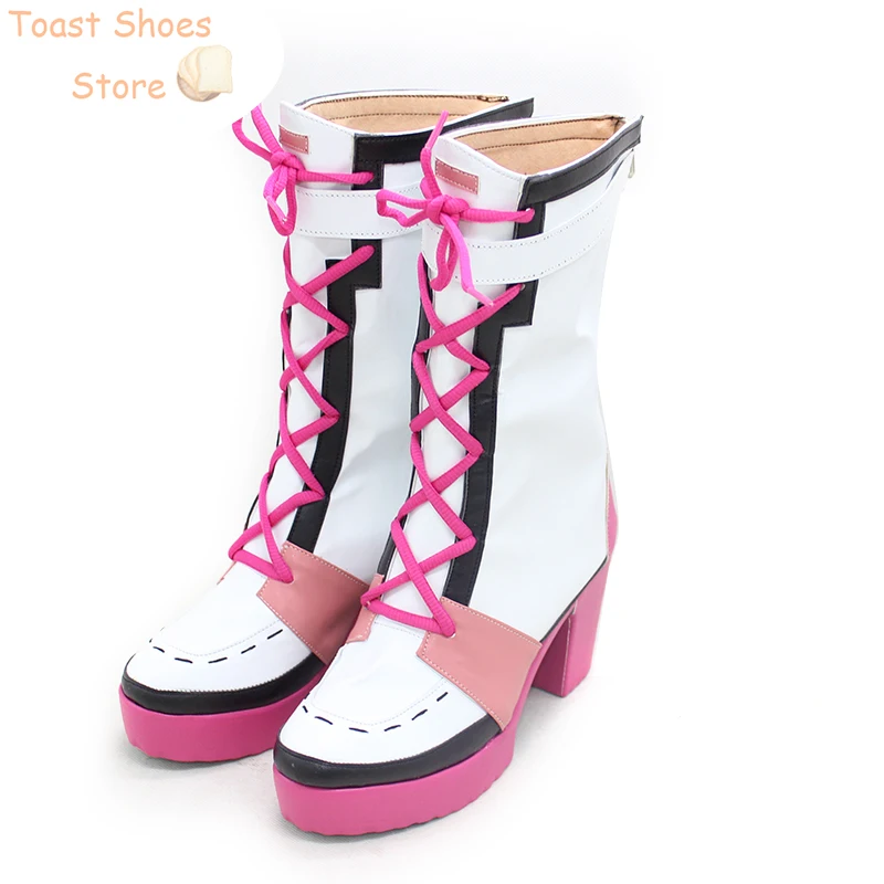 Azusawa Kohane Cosplay Sapatos, Game Project Sekai, Colorido Stage Props, Sapatos PU, Botas de Carnaval Halloween, Costume Prop