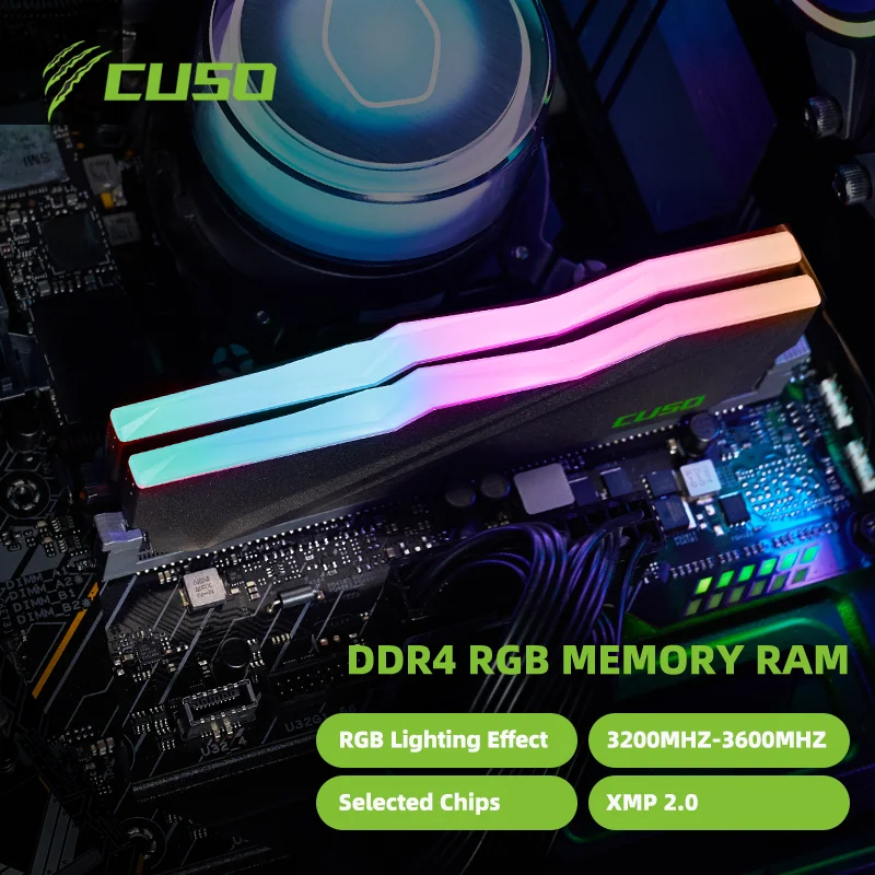 CUSO DDR4 RAM 16GBx2 32GB 3200MHz 3600MHz Memoria Ram Sabertooth Series RGB Memory DIMM Desktop Performance Rams