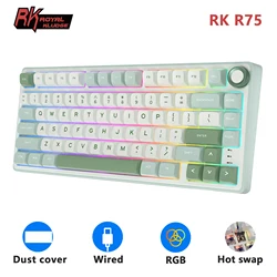 Teclado mecánico con cable RK Royal Kludge R75, 80 teclas, retroiluminado RGB, intercambiable en caliente, teclado para jugadores español, teclas MDA PBT