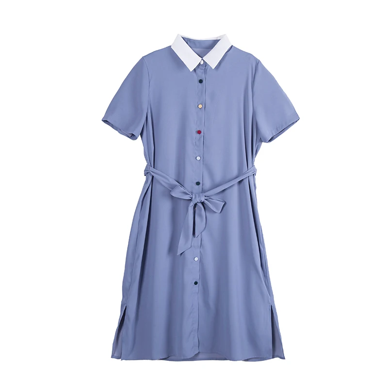 Estate nuova serie Sle Nan Dr Color Colion colletto legato in vita Colore Bule Dr per donna Altro materiale