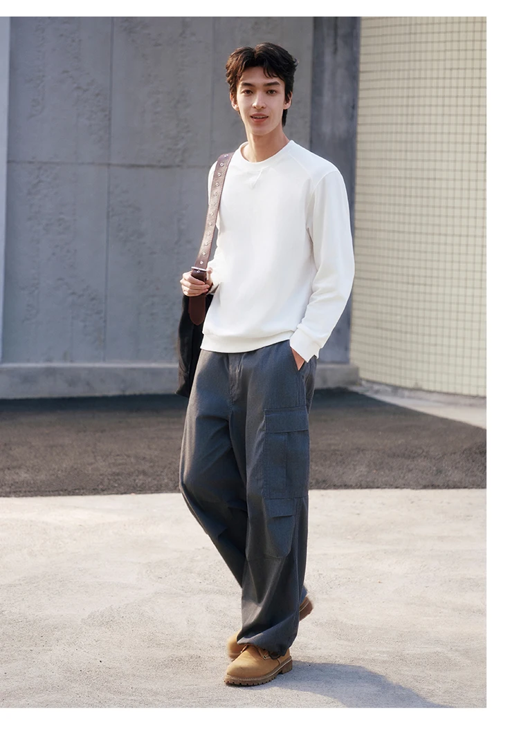 Semir Versatile Hoodie Men Spring Solid O Neck Long Sleeve Soft Comfortable Casual Basic Layer Daily Top
