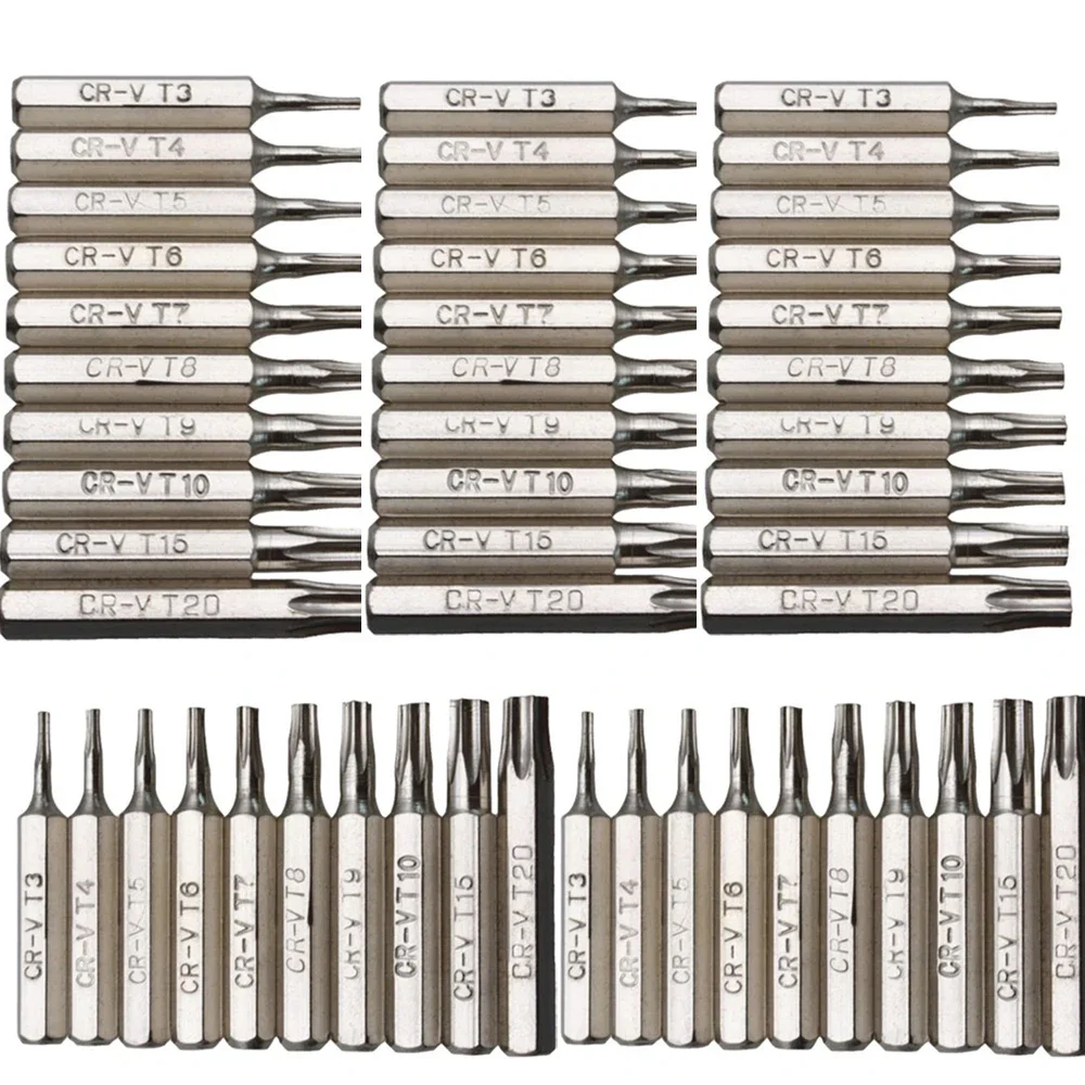 50-10szt 4mm CR-V Torx Zestaw końcówek wkrętakowych T3 T4 T5 T7 T8 T9 T10 T15 T20 Narzędzie do naprawy telefonów komórkowych z głowicą wsadową