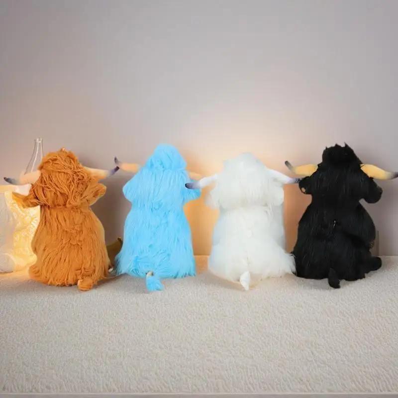 Peluche di mucca delle Highland color crema di un pezzo, bambola Kyloe di peluche da 28 cm, regalo perfetto per bambini