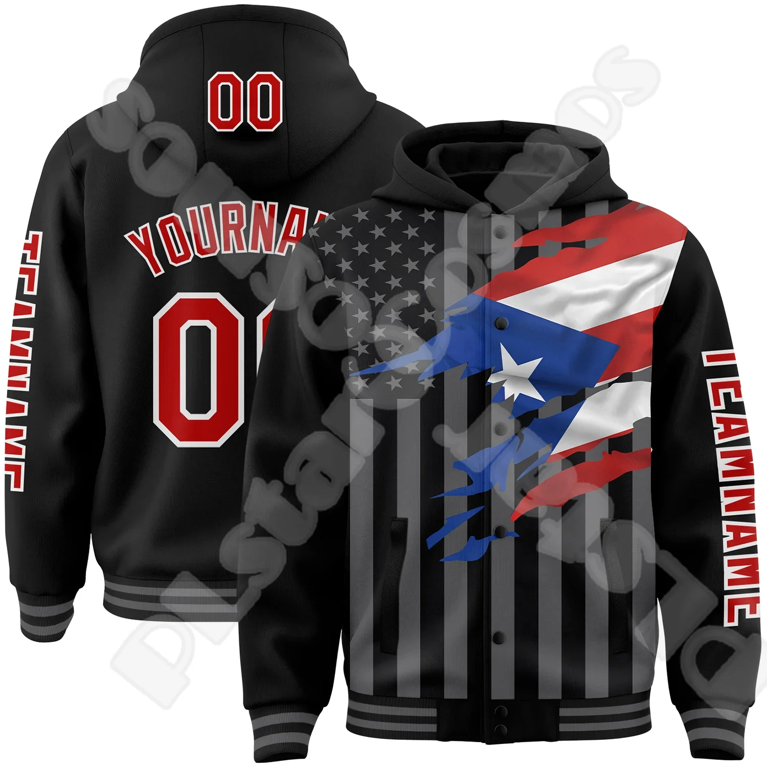 Custom Name Logo Multicolor Graffiti Tattoo Retro Vintage 3D Harajuku Streetwear Winter Casual Baseball Bomber Hoodies Jacket N1