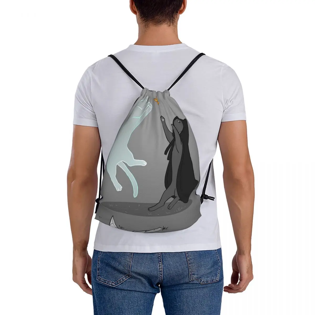 Chasing Butterflies-mochila informal portátil con cordón para hombre y mujer, bolso deportivo con bolsillo, para libros y estudiantes