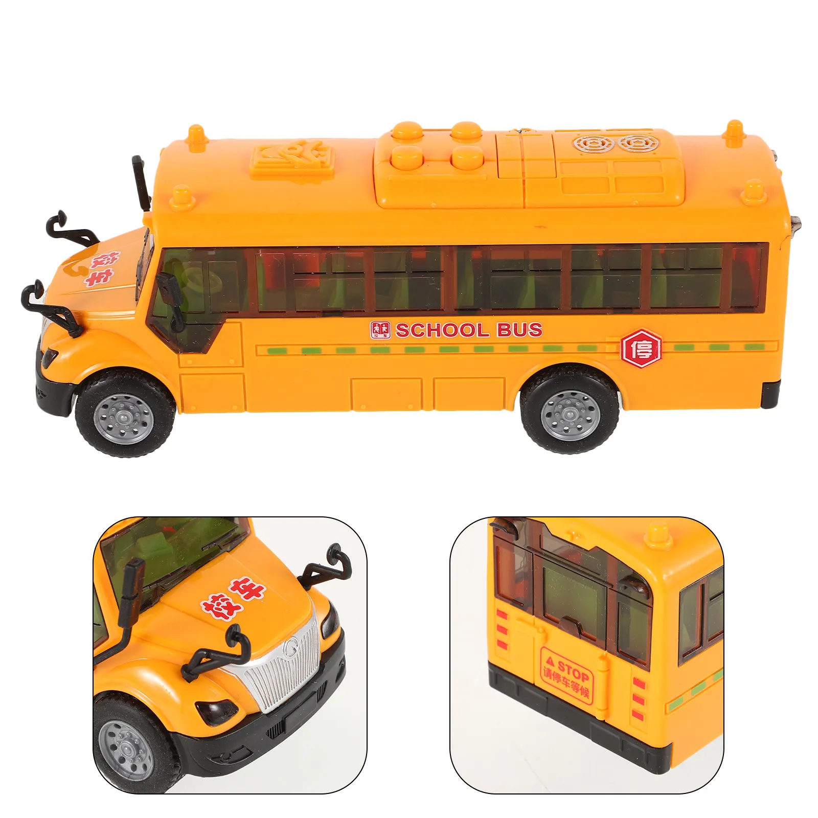 

Kids School Bus Portable Inertia Car Bus Door Opening Music Function Interactive Play Car Model Collectable Cars Models