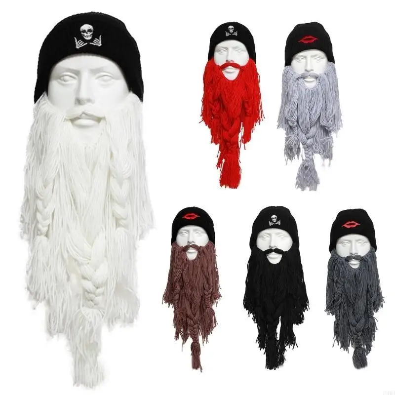 Elastic Beard Hat Winter Knit Balaclava Hat for Adult Kids Keep Full Face Cover Masquerade Theater Performances Supplies F3MD