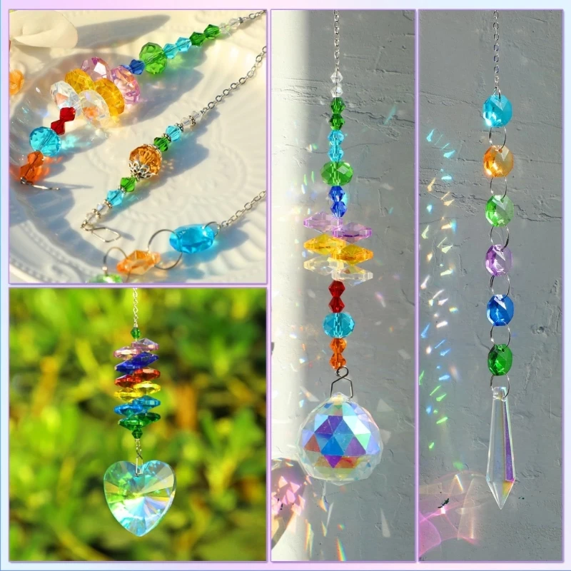 460 Pieces Crystal Bead Sun Catcher Kits Jewelry Making Supplies for Wind Chimes Stylish Window Decoration Crafting Set