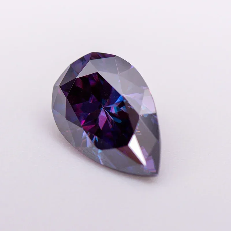 Moissanite Stone Pear Cut Imperial Purple Colour Lab Created Heat Diamond Advanced Jewelry Making Materials with GRA Certificate