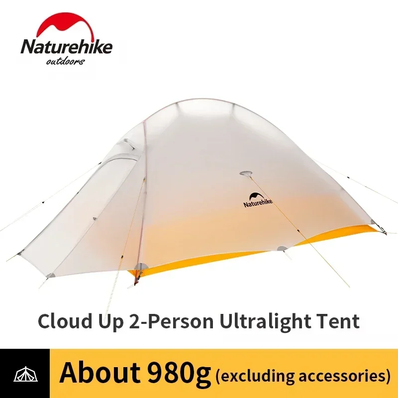 

Палатка Naturehike Cloud Up 2 туристическая на 1-2 человек, 980 г, нейлон 10D, силиконовая, водонепроницаемая, портативная, для пешего туризма, альпинизма, Ультралегкая