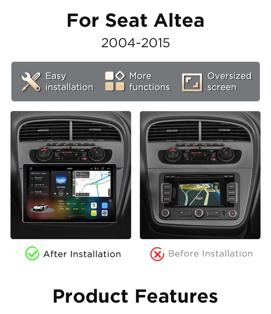 Junsun 7870 2K Wireless CarPlay Android Auto Radio für Seat Altea 2004 2005 2006-2015 GPS-Navigationsgerät 4G DSP DTS 360 BT FM – Detail 4