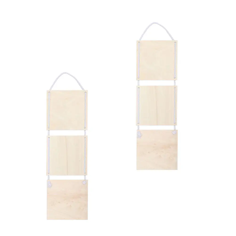 2Pcs Wooden Wall Hanger Blank Display Board Solid Color Smooth Surface for DIY Painting Drawing Craft Home Store Hotel Decor