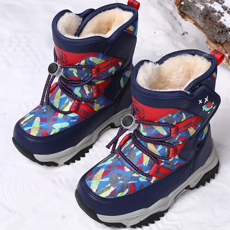 2026 Winter Kids Snow Plush Warm Baby Toddler Outdoor Boots Girls Fur Waterproof Antiskid Boys Ankle Boots Child Cotton Shoes