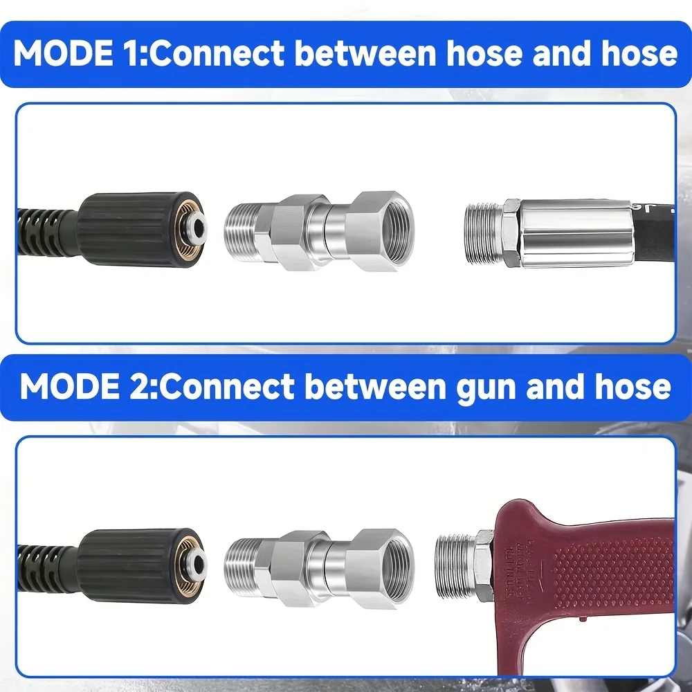 Premium Stainless Steel M22 Rotating Connector 14MM/15MM: High Pressure Washer Gun Swivel Joint, Anti-Tangle Hose Adapter
