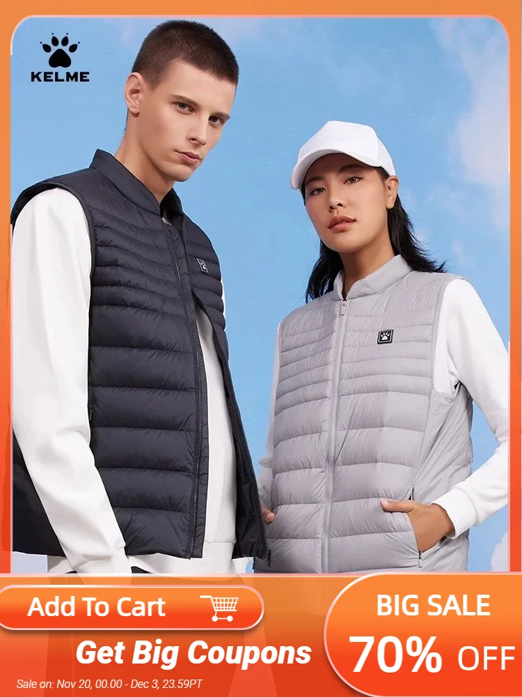 

KELME sports down vest man winter warm soccer running training vest waistcoat jacket top