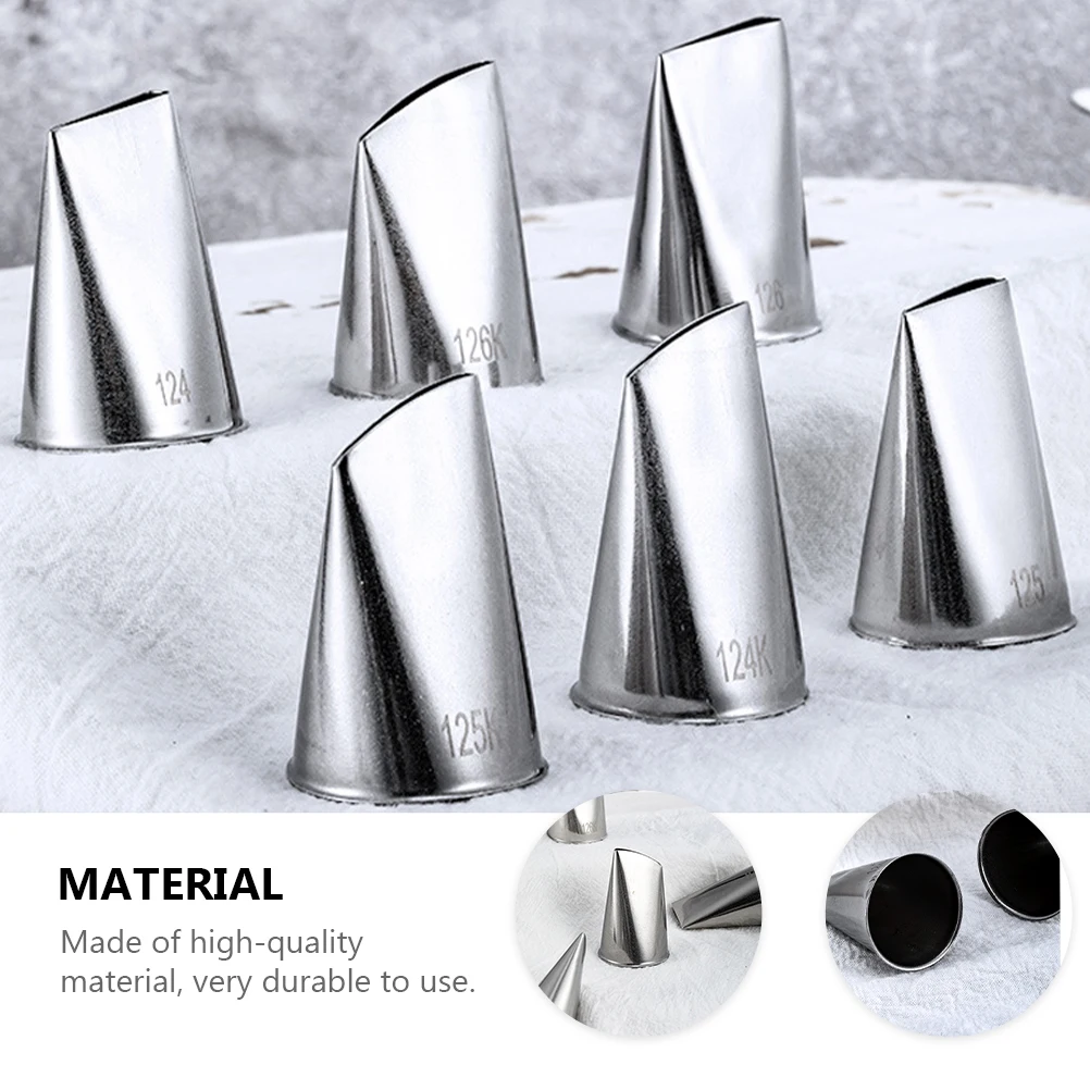 

6pcs Cake Decorating Nozzle Set Reusable Baking Tools For Diy Icing Piping Tips Frosting Cream Squeeze Mouth Pastry Supplies