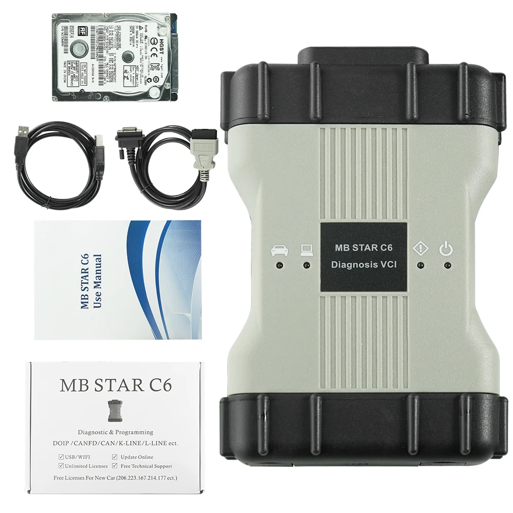 Best quality MB Star C6 VCI DOIP wifi Multiplexer obd2 scanner software free license for car w205 223 206 214 177 Diagnosis Tool