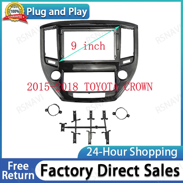 2 DIN 9 inch Car Facia Radio Panel for 2013-2018 Toyota Crown (Left Wheel) Dash Kit Install Facia Console Bezel Plate