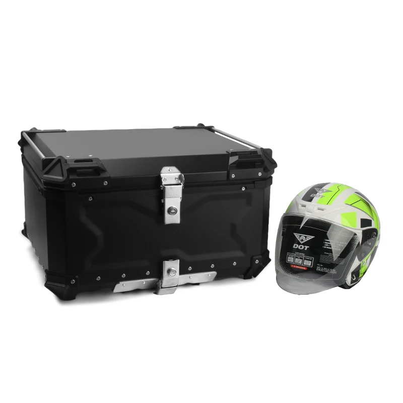 

Универсальный алюминиевый багажник 100 л, хвостовой ящик для мотоцикла, очень большое пространство для хранения, съемный водонепроницаемый и замок, задний чемодан