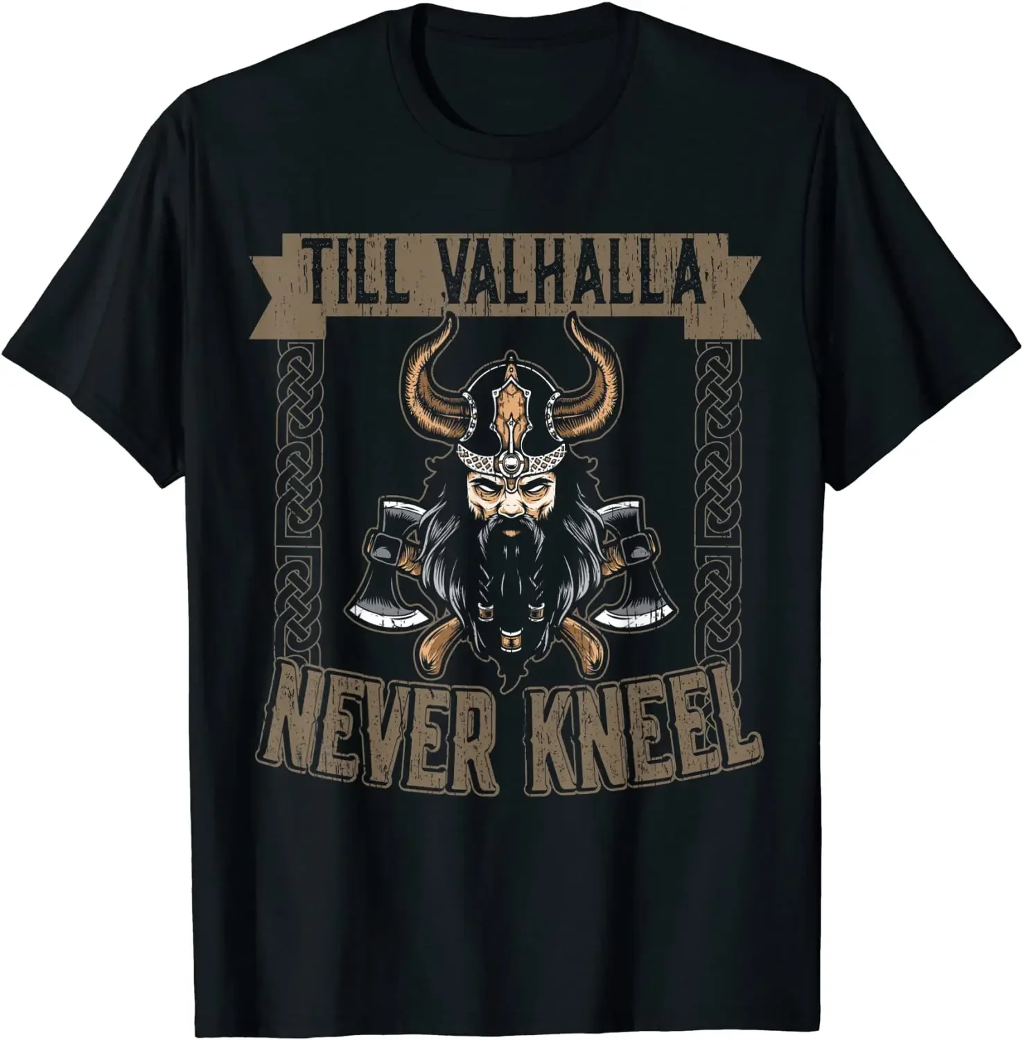 

Till Valhalla Never Kneel Raabe Men T-Shirt Short Sleeve Casual 100% Cotton O-Neck Summer Tees