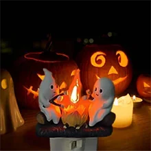 Ghost Campfire Flickering Night Light Ghosts Campfire Flicker Flame Halloween Nightlight 3D LED Small Electric Faux Campfire