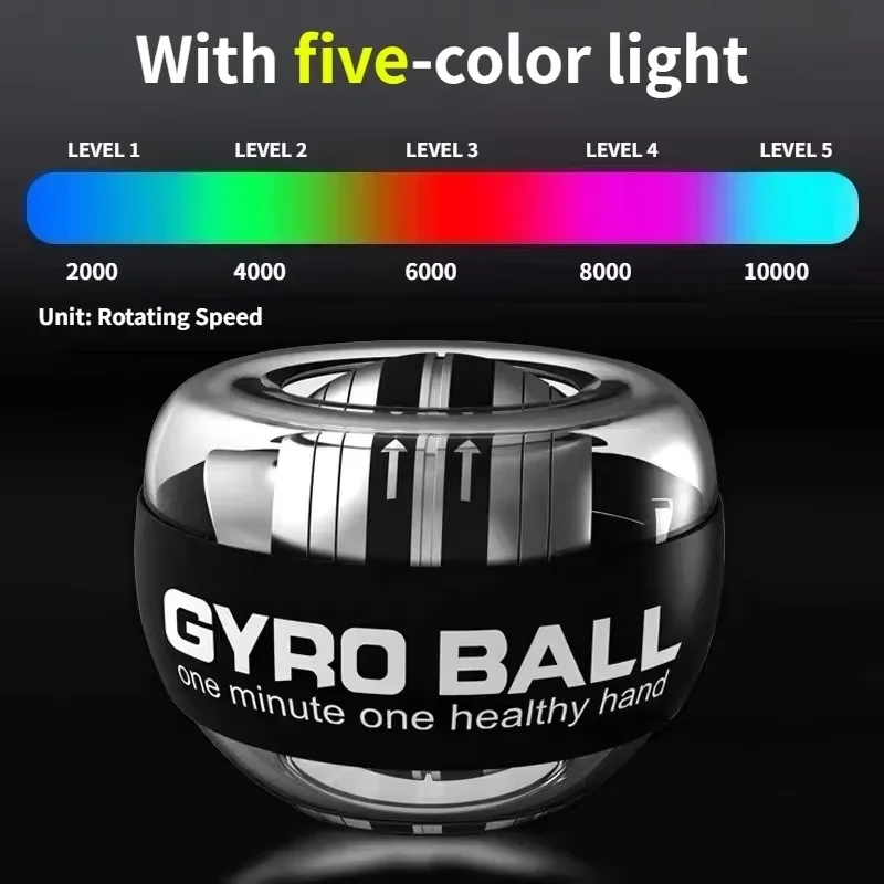 Luxury LED Gyroscopic Power Trainer Ball Autostart Range Gyro Power Wrist Ball Arm Hand Muscle Force Trainer Fitness Equipment