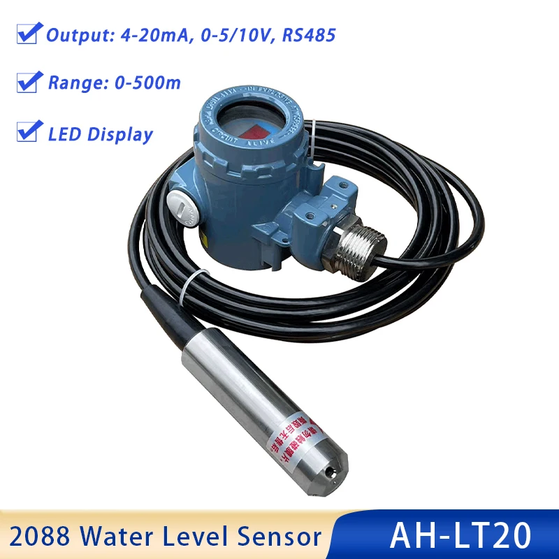 

2088 Split Level Sensor 0-500m Range Hydrostatic Probe 4-20mA Signal Output Water Oil Fuel Pressure Liquid Level Transmitter