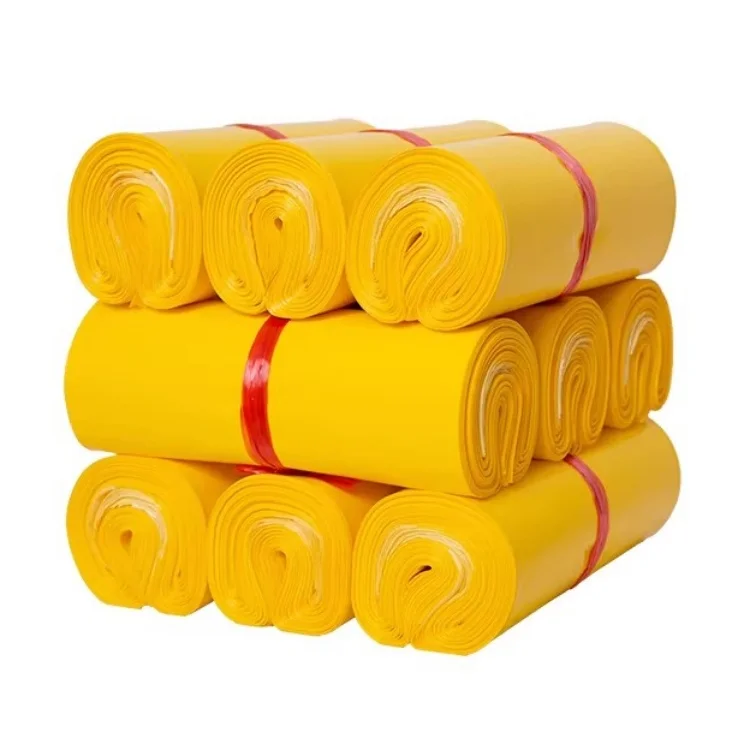 100PCS Yellow Poly Mailer Adhesive Envelope Bag DIY Logo Print Mailing Clothing Dress Box Underwear Toys Shoes Packaging Pouches