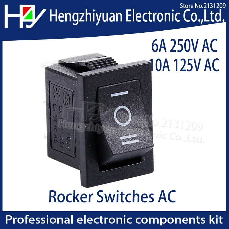 KCD1 15mm*20mm Small Hair Dryer Rocker Switch 3 Pins ON OFF ON Snap Switch ON-OFF-ON Ship Type Switch 6A 250V AC 10A 125V AC