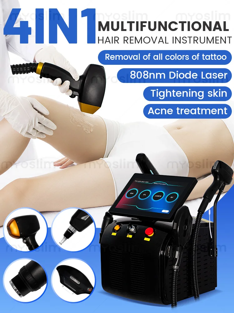

4 in 1 4000W Multifunctional Beauty Machine Diode Laser Pico Laser DPL RF Skin Rejuvenation Hair Removal Tattoo Removal Equipmen