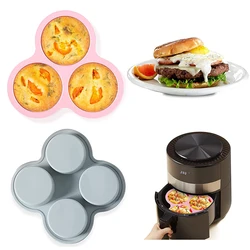 Moule à œufs en silicone antiadhésif de forme ronde pour friteuse à air, moule à muffin, hamburger, poêle à pain, accessoires de cuisson, gâteau Chi, 3/4 cavités