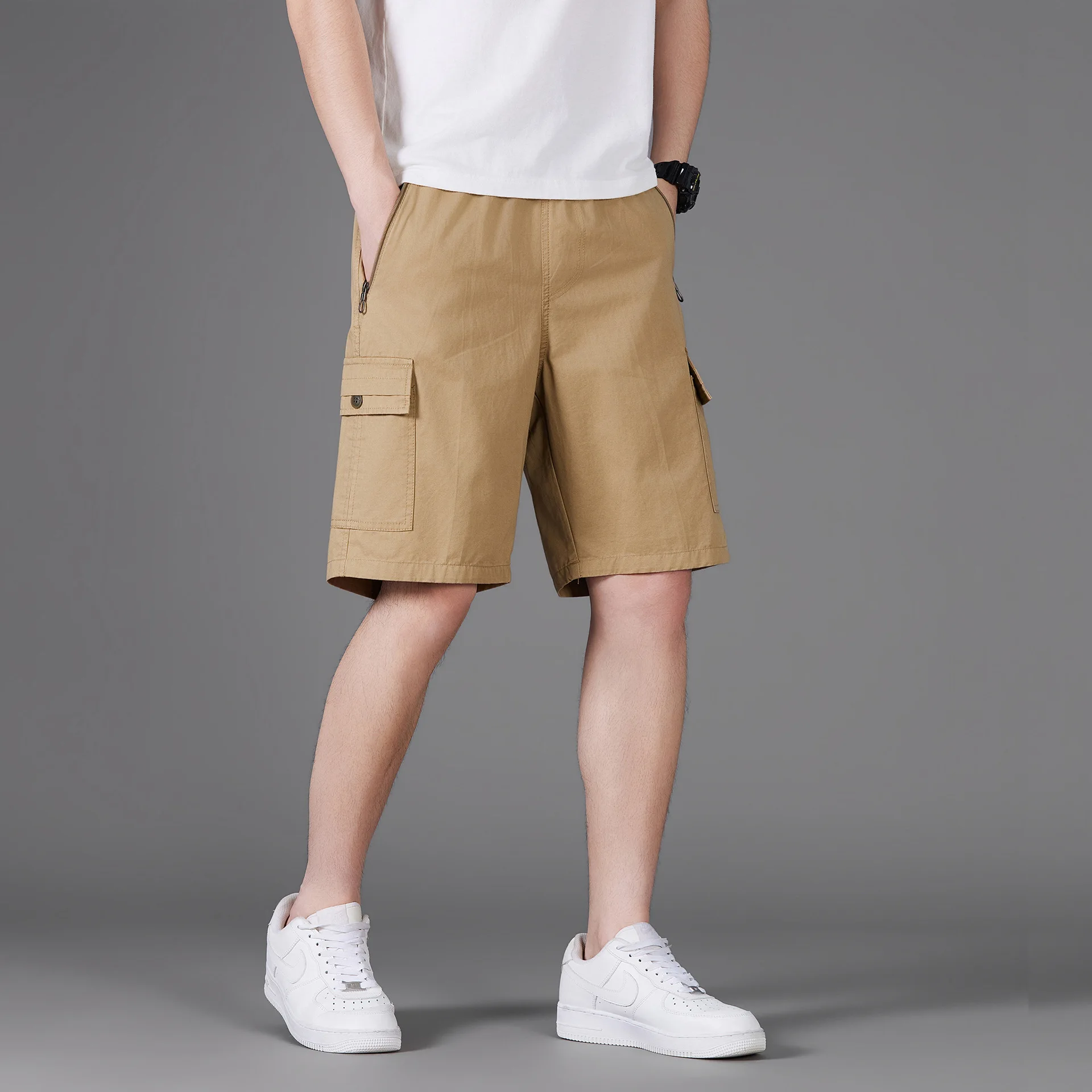 

Big Size Cargo Knee Shorts Men Sports Casual Bermuda Shorts Plus Size Cotton Half Pants Golf Straight Running Gym Shorts Pants