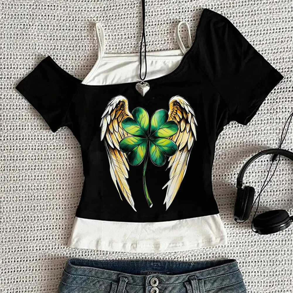 St Patrick’s Day crop top ladies grunge scene  party harajuku meme shirt streetwear vintage korean fashion dollette