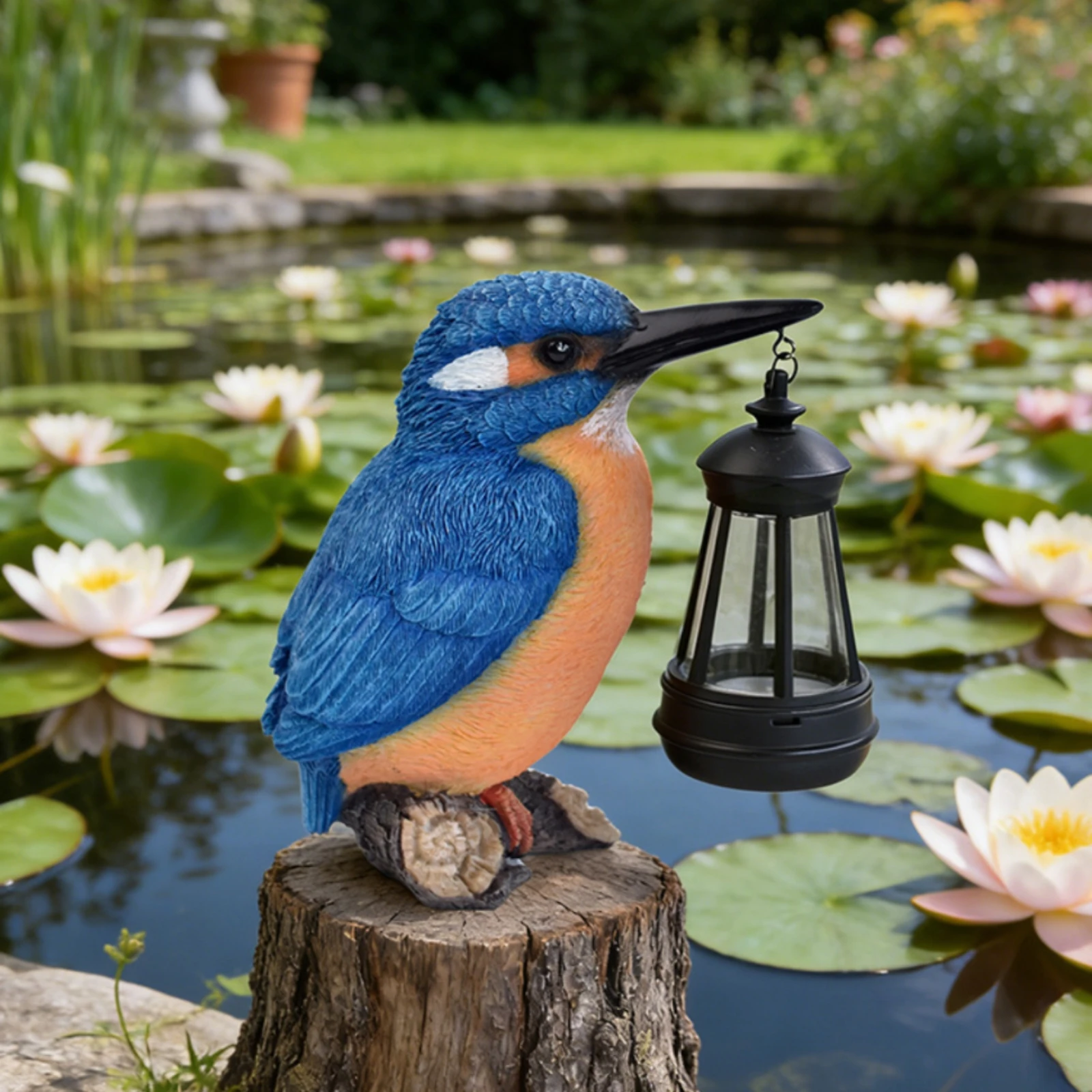 Solar Kingfisher Statue Resin Hanging Lantern Bird Bird Statue Light Realistic Design Outdoor Decor Weatherproof for Yard, Patio - view 2