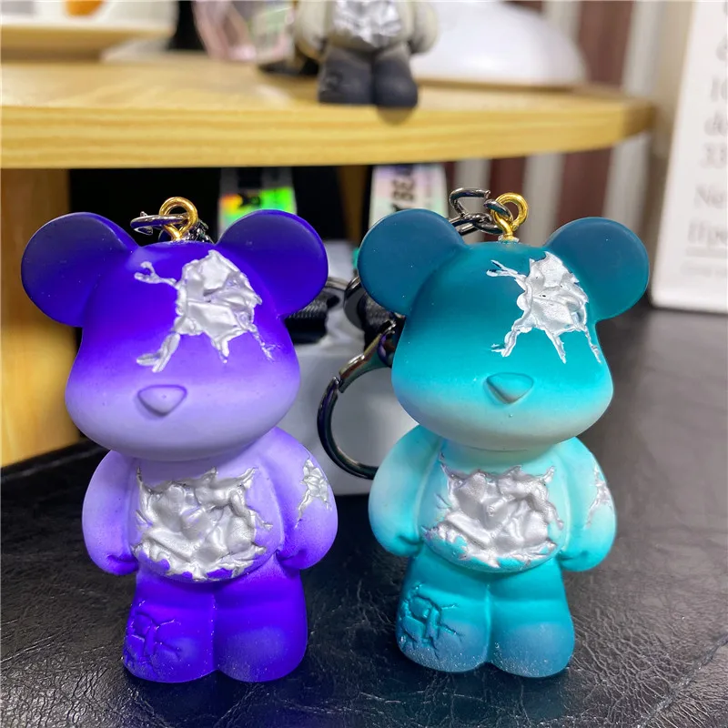 Creative Nordic Waste Earth Regenerate Destruction Bear Keychain Doll Adornment Cool Violence Bear Car Keyring Bag Pendant Gift